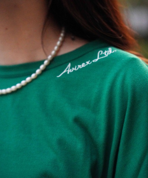 AVIREX（アヴィレックス）の「≪WEB&DEPOT限定≫SLEEVE BORDER COMBI L/S T-SHIRT/ スリーブボーダーコンビTシャツ（Tシャツ/カットソー・レディース・グリーン/グレー・F）」の11枚目の写真