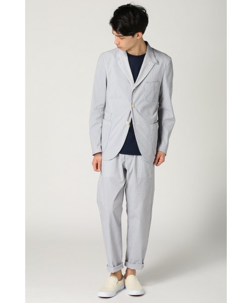 ivory court（アイボリーコート）の「◆ストライプサッカー 3ボタンジャケット（テーラードジャケット・メンズ・ブルー系その他/ネイビー・36/38/40）」の3枚目の写真