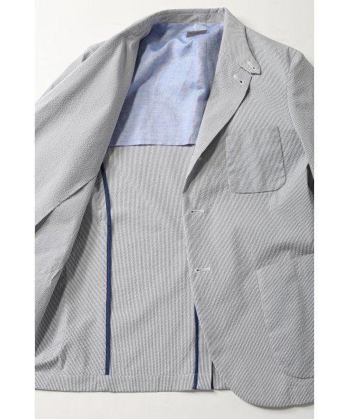 ivory court（アイボリーコート）の「◆ストライプサッカー 3ボタンジャケット（テーラードジャケット・メンズ・ブルー系その他/ネイビー・36/38/40）」の9枚目の写真