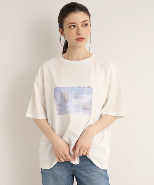 SHOO・LA・RUE（シューラルー）の「◆【プチプラ/コットン100%】選べるプリント バリエーション！垢抜け半袖Tシャツ（Tシャツ/カットソー・レディース・ゴールド系その他/チャコール/オレンジ系その他5/ホワイト系8/ホワイト系9/黄緑系/ブルー系/ホワイト系6/ブラック系3/パープル系5/ブラック系4/オフホワイト・03/04/02）」の13枚目の写真