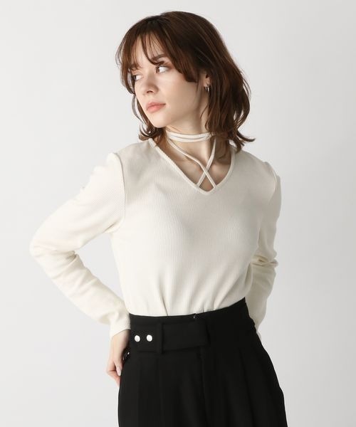 JEANASIS（ジーナシス）の「サーマルネックストリングTEE/189191（Tシャツ/カットソー・レディース・オレンジ/ブラック/ホワイト・FREE）」の2枚目の写真