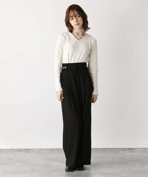 JEANASIS（ジーナシス）の「サーマルネックストリングTEE/189191（Tシャツ/カットソー・レディース・オレンジ/ブラック/ホワイト・FREE）」の4枚目の写真