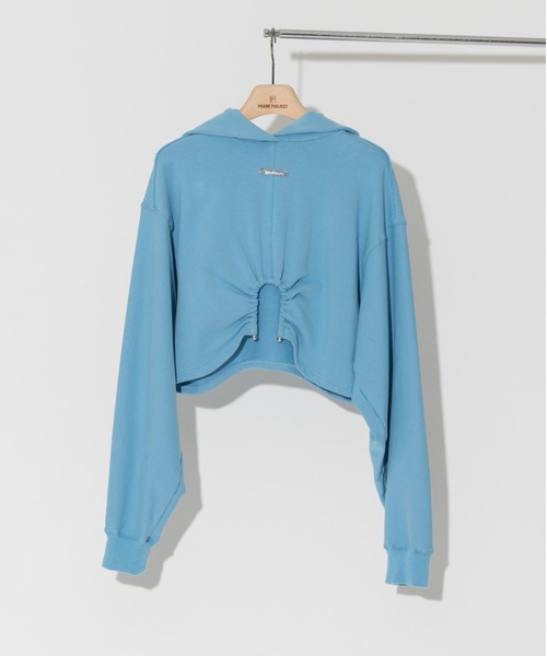 PRANK PROJECT(プランクプロジェクト)の「メタルディティールショートフーディ/Metal Detail Short Hoodie(パーカー・レディース・サックスブルー/アイボリー/チャコールグレー・FREE)」の12枚目の写真