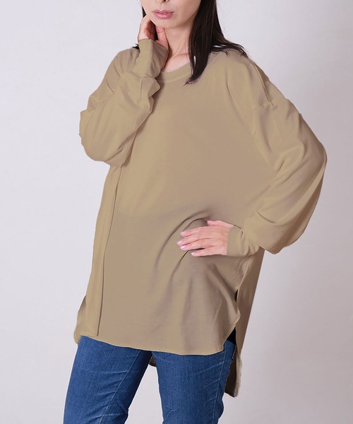 NinaetLina（ニナエリナ）の「サイドスリットカットソー（Tシャツ/カットソー・レディース・ブラック/ホワイト/ベージュ・FREE）」の3枚目の写真