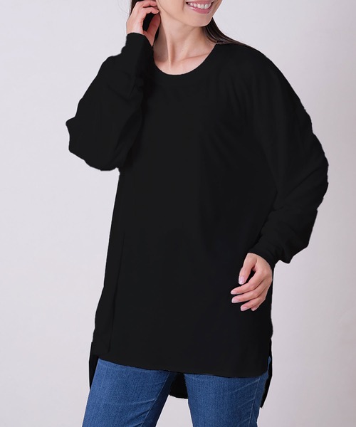 NinaetLina（ニナエリナ）の「サイドスリットカットソー（Tシャツ/カットソー・レディース・ブラック/ホワイト/ベージュ・FREE）」の2枚目の写真