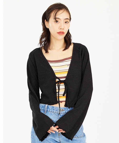 X-girl（エックスガール）の「SHIRRED CREPE CARDIGAN（カーディガン/ボレロ・レディース・ベージュ/ブラック/ブルー・M/S）」の10枚目の写真