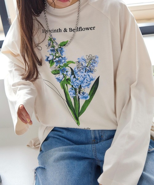 KOBE LETTUCE(コウベレタス)の「フラワープリントラグランBIGロンT(Tシャツ/カットソー・レディース・オフホワイト/ホワイト系/オートミール・FREE)」の13枚目の写真
