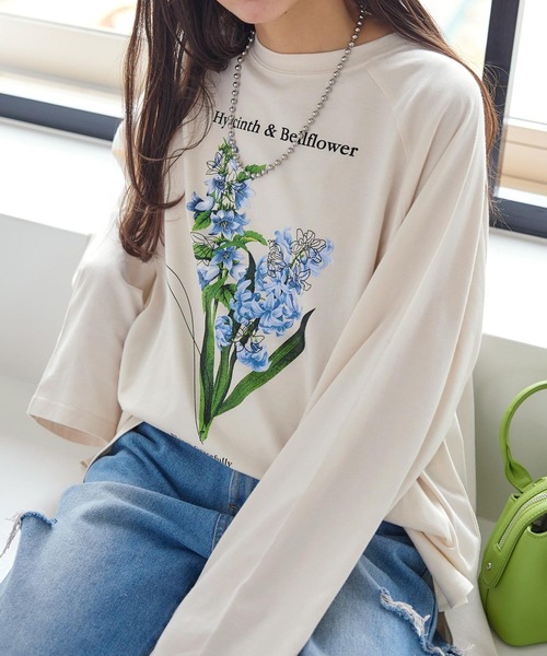 KOBE LETTUCE(コウベレタス)の「フラワープリントラグランBIGロンT(Tシャツ/カットソー・レディース・オフホワイト/ホワイト系/オートミール・FREE)」の10枚目の写真