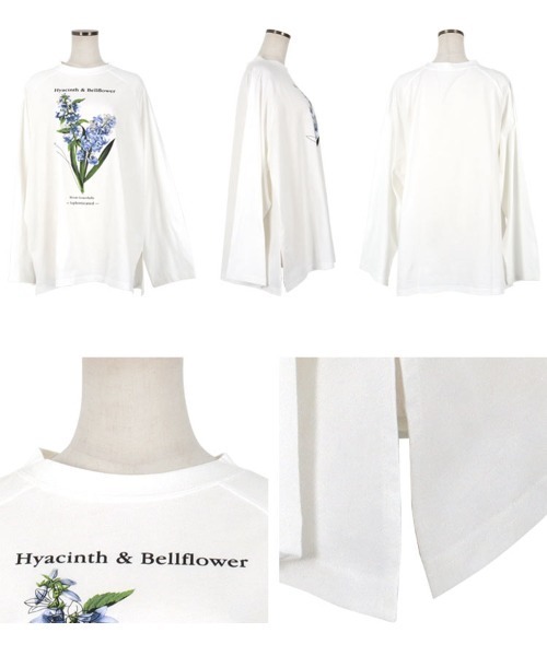 KOBE LETTUCE(コウベレタス)の「フラワープリントラグランBIGロンT(Tシャツ/カットソー・レディース・オフホワイト/ホワイト系/オートミール・FREE)」の4枚目の写真