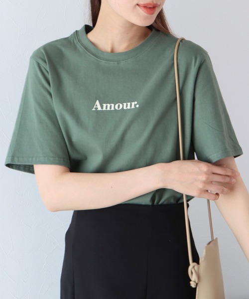 BLUEEAST(ブルーイースト)の「Amour.ロゴ半袖Tシャツ(Tシャツ/カットソー・レディース・ブラック/ホワイト/ベージュ/カーキ/オレンジ・MEDIUM)」の4枚目の写真