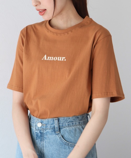 BLUEEAST(ブルーイースト)の「Amour.ロゴ半袖Tシャツ(Tシャツ/カットソー・レディース・ブラック/ホワイト/ベージュ/カーキ/オレンジ・MEDIUM)」の5枚目の写真