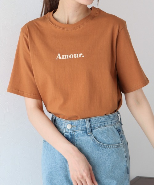 BLUEEAST(ブルーイースト)の「Amour.ロゴ半袖Tシャツ(Tシャツ/カットソー・レディース・ブラック/ホワイト/ベージュ/カーキ/オレンジ・MEDIUM)」の10枚目の写真