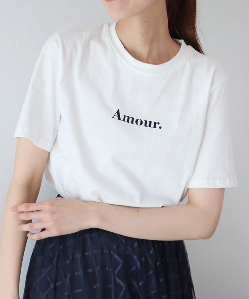 BLUEEAST(ブルーイースト)の「Amour.ロゴ半袖Tシャツ(Tシャツ/カットソー・レディース・ブラック/ホワイト/ベージュ/カーキ/オレンジ・MEDIUM)」の13枚目の写真