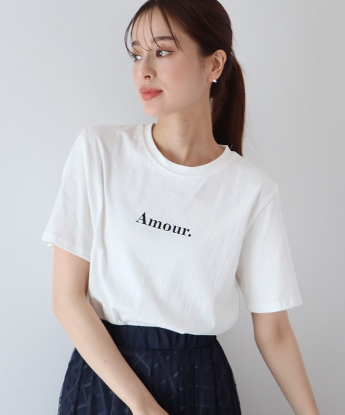 BLUEEAST(ブルーイースト)の「Amour.ロゴ半袖Tシャツ(Tシャツ/カットソー・レディース・ブラック/ホワイト/ベージュ/カーキ/オレンジ・MEDIUM)」の14枚目の写真