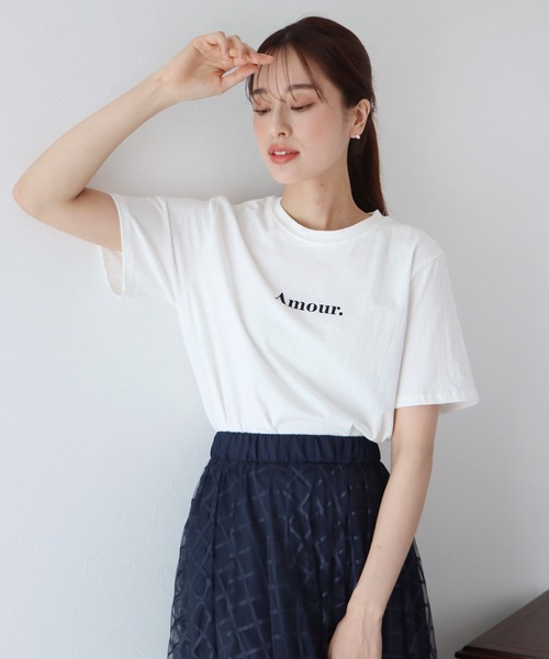 BLUEEAST(ブルーイースト)の「Amour.ロゴ半袖Tシャツ(Tシャツ/カットソー・レディース・ブラック/ホワイト/ベージュ/カーキ/オレンジ・MEDIUM)」の15枚目の写真