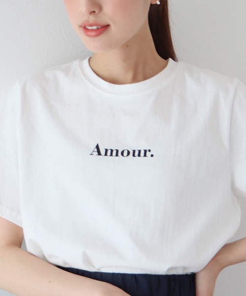BLUEEAST(ブルーイースト)の「Amour.ロゴ半袖Tシャツ(Tシャツ/カットソー・レディース・ブラック/ホワイト/ベージュ/カーキ/オレンジ・MEDIUM)」の16枚目の写真