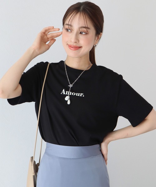 BLUEEAST(ブルーイースト)の「Amour.ロゴ半袖Tシャツ(Tシャツ/カットソー・レディース・ブラック/ホワイト/ベージュ/カーキ/オレンジ・MEDIUM)」の22枚目の写真
