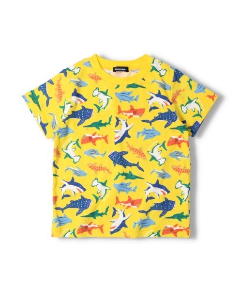 Moujonjon（ムージョンジョン）の「サメ総柄半袖Ｔシャツ（Tシャツ/カットソー・キッズ・イエロー/ネイビー・90/120/100/80/110）」の2枚目の写真