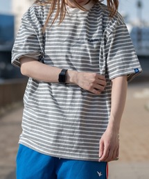 【ag】〔GERRY/ジェリー〕ヘビーウェイトボーダー ロゴ刺繍 半袖ワイドTシャツ