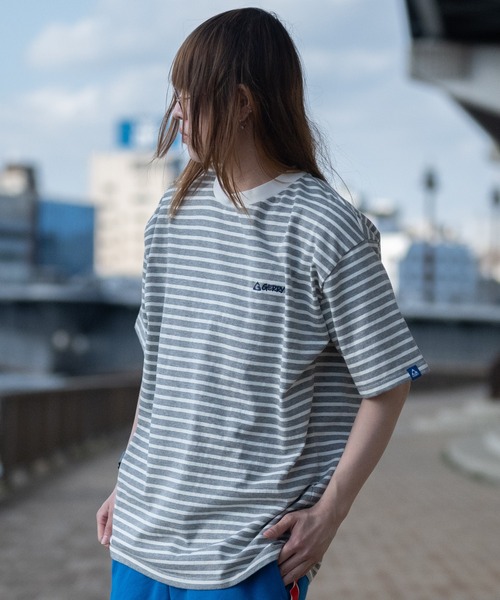 GERRY(ジェリー)の「【ag】〔GERRY/ジェリー〕ヘビーウェイトボーダー ロゴ刺繍 半袖ワイドTシャツ(Tシャツ/カットソー・メンズ・グレー/ブラック/ホワイト・X-LARGE/LARGE/MEDIUM)」の7枚目の写真
