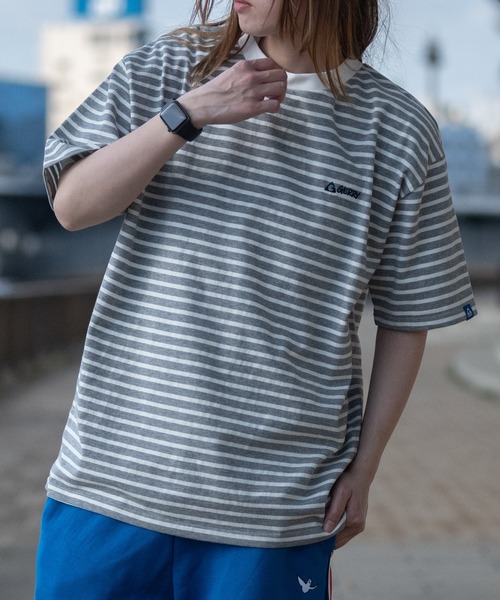 GERRY(ジェリー)の「【ag】〔GERRY/ジェリー〕ヘビーウェイトボーダー ロゴ刺繍 半袖ワイドTシャツ(Tシャツ/カットソー・メンズ・グレー/ブラック/ホワイト・X-LARGE/LARGE/MEDIUM)」の5枚目の写真