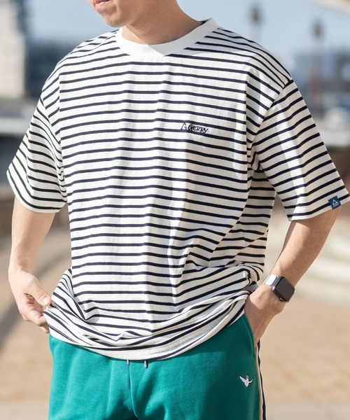 GERRY(ジェリー)の「【ag】〔GERRY/ジェリー〕ヘビーウェイトボーダー ロゴ刺繍 半袖ワイドTシャツ(Tシャツ/カットソー・メンズ・グレー/ブラック/ホワイト・X-LARGE/LARGE/MEDIUM)」の12枚目の写真