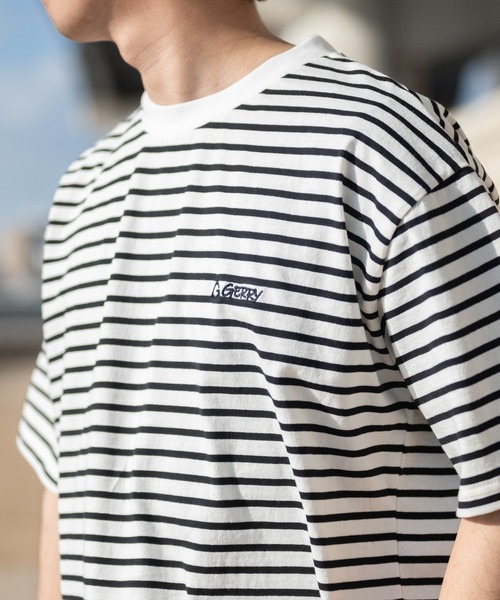 GERRY(ジェリー)の「【ag】〔GERRY/ジェリー〕ヘビーウェイトボーダー ロゴ刺繍 半袖ワイドTシャツ(Tシャツ/カットソー・メンズ・グレー/ブラック/ホワイト・X-LARGE/LARGE/MEDIUM)」の16枚目の写真