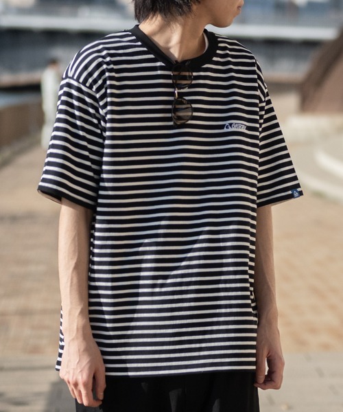 GERRY(ジェリー)の「【ag】〔GERRY/ジェリー〕ヘビーウェイトボーダー ロゴ刺繍 半袖ワイドTシャツ(Tシャツ/カットソー・メンズ・グレー/ブラック/ホワイト・X-LARGE/LARGE/MEDIUM)」の18枚目の写真