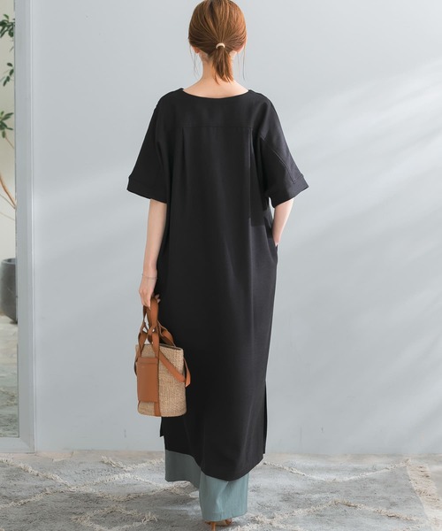 ベルト付リネンライクカフタンワンピース