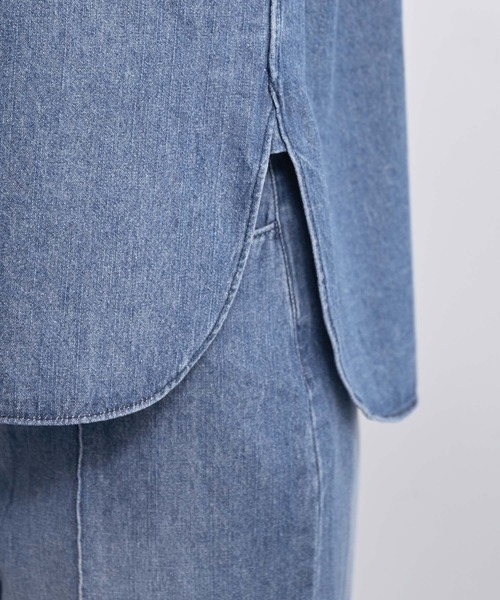 ROPE'（ロペ）の「【雑誌掲載】【洗える】サステナブルデニムラッフルブラウス/セットアップ対応（シャツ/ブラウス・レディース・ブルー系その他4・38）」の13枚目の写真