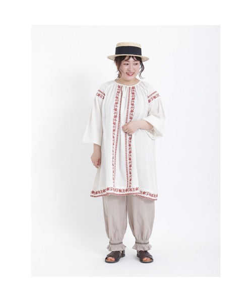 Samansa Mos2（サマンサ モスモス）の「裾シャーリングパンツ（その他パンツ・レディース・ベージュ/キナリ/グレー・ﾌﾘ-）」の4枚目の写真