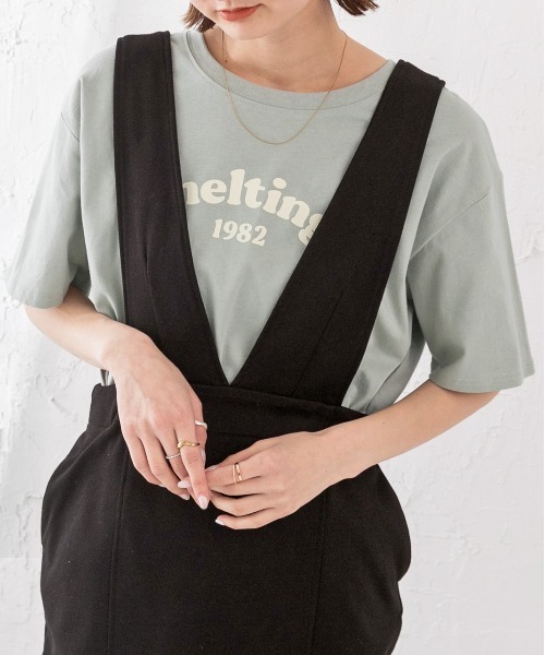 ad thie(アドティエ)の「アソートロゴ プリントTシャツ(Tシャツ/カットソー・レディース・アイボリー/ホワイト/ベビーピンク/オフホワイト/チャコール/セージグリーン・FREE/LL)」の5枚目の写真