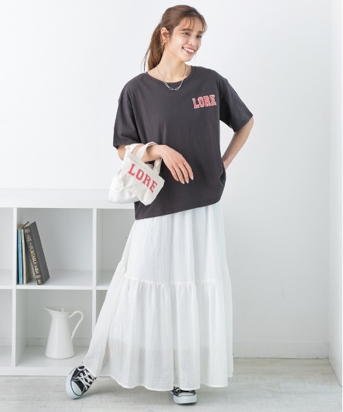 ad thie(アドティエ)の「アソートロゴ プリントTシャツ(Tシャツ/カットソー・レディース・アイボリー/ホワイト/ベビーピンク/オフホワイト/チャコール/セージグリーン・FREE/LL)」の21枚目の写真