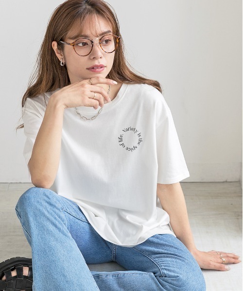 ad thie(アドティエ)の「アソートロゴ プリントTシャツ(Tシャツ/カットソー・レディース・アイボリー/ホワイト/ベビーピンク/オフホワイト/チャコール/セージグリーン・FREE/LL)」の18枚目の写真