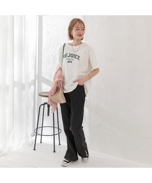 ad thie(アドティエ)の「アソートロゴ プリントTシャツ(Tシャツ/カットソー・レディース・アイボリー/ホワイト/ベビーピンク/オフホワイト/チャコール/セージグリーン・FREE/LL)」の17枚目の写真