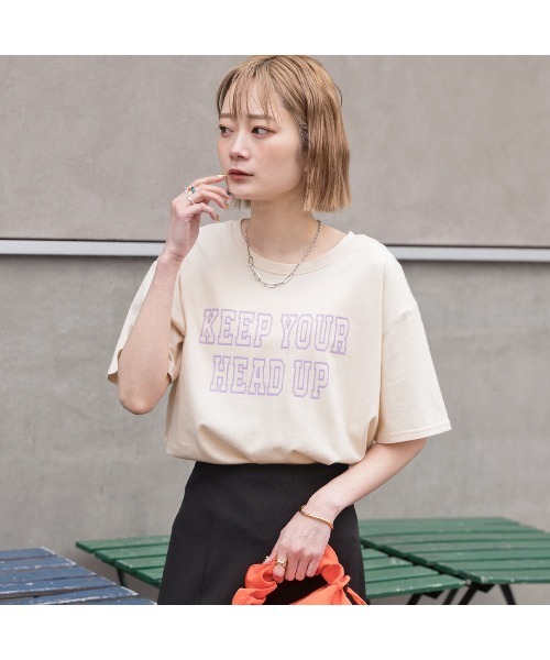 ad thie(アドティエ)の「アソートロゴ プリントTシャツ(Tシャツ/カットソー・レディース・アイボリー/ホワイト/ベビーピンク/オフホワイト/チャコール/セージグリーン・FREE/LL)」の22枚目の写真