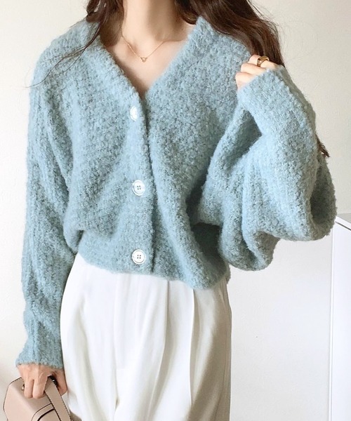 mily bilet（ミウィビレット）の「【mily bilet】大人可愛い ブークレーショートカーディガン（カーディガン/ボレロ・レディース・ライトパープル/オフホワイト/ブラック/ライトブルー・LARGE/MEDIUM/SMALL/X-LARGE）」の13枚目の写真