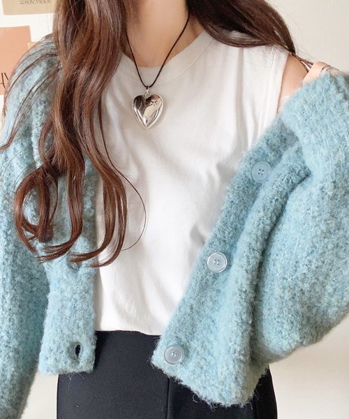 mily bilet（ミウィビレット）の「【mily bilet】大人可愛い ブークレーショートカーディガン（カーディガン/ボレロ・レディース・ライトパープル/オフホワイト/ブラック/ライトブルー・LARGE/MEDIUM/SMALL/X-LARGE）」の15枚目の写真