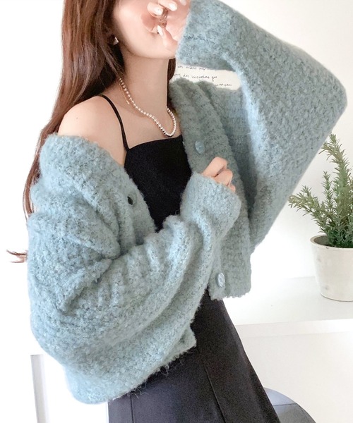 mily bilet（ミウィビレット）の「【mily bilet】大人可愛い ブークレーショートカーディガン（カーディガン/ボレロ・レディース・ライトパープル/オフホワイト/ブラック/ライトブルー・LARGE/MEDIUM/SMALL/X-LARGE）」の12枚目の写真