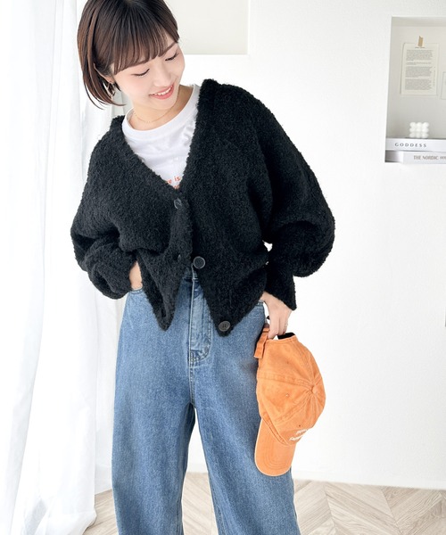 mily bilet（ミウィビレット）の「【mily bilet】大人可愛い ブークレーショートカーディガン（カーディガン/ボレロ・レディース・ライトパープル/オフホワイト/ブラック/ライトブルー・LARGE/MEDIUM/SMALL/X-LARGE）」の18枚目の写真