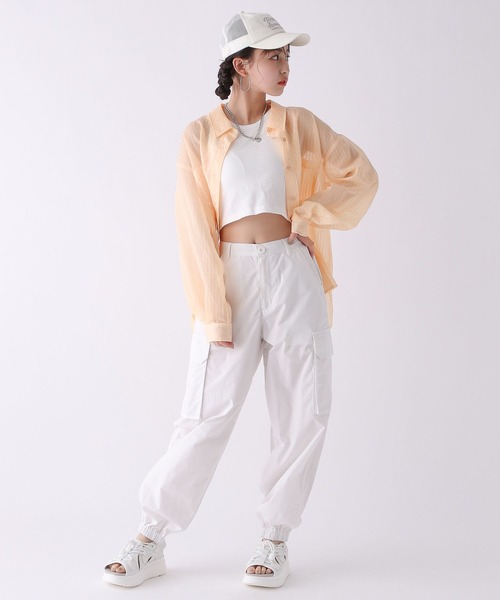 repipi armario（レピピ アルマリオ）の「シアーストライプシャツ（シャツ/ブラウス・キッズ・ホワイト/ライム/オレンジ・SMALL/MEDIUM/LARGE）」の5枚目の写真