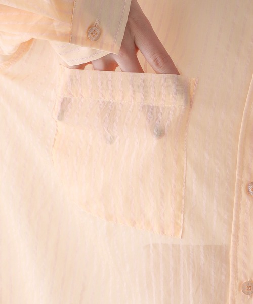 repipi armario（レピピ アルマリオ）の「シアーストライプシャツ（シャツ/ブラウス・キッズ・ホワイト/ライム/オレンジ・SMALL/MEDIUM/LARGE）」の13枚目の写真