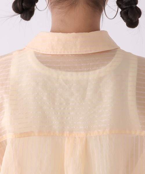 repipi armario（レピピ アルマリオ）の「シアーストライプシャツ（シャツ/ブラウス・キッズ・ホワイト/ライム/オレンジ・SMALL/MEDIUM/LARGE）」の10枚目の写真