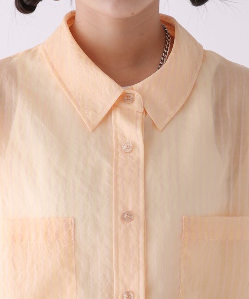 repipi armario（レピピ アルマリオ）の「シアーストライプシャツ（シャツ/ブラウス・キッズ・ホワイト/ライム/オレンジ・SMALL/MEDIUM/LARGE）」の11枚目の写真