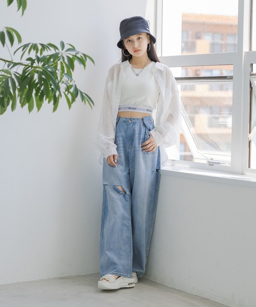 repipi armario（レピピ アルマリオ）の「シアーストライプシャツ（シャツ/ブラウス・キッズ・ホワイト/ライム/オレンジ・SMALL/MEDIUM/LARGE）」の18枚目の写真