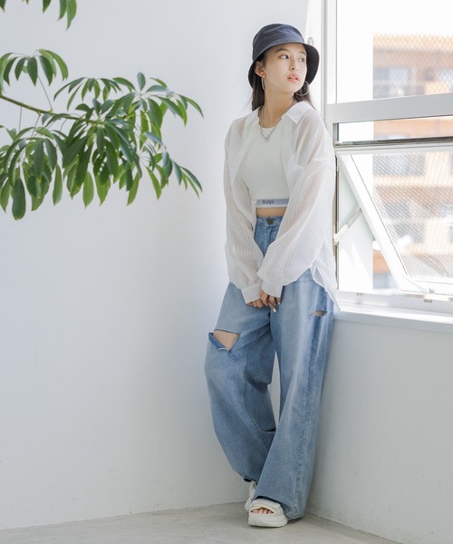 repipi armario（レピピ アルマリオ）の「シアーストライプシャツ（シャツ/ブラウス・キッズ・ホワイト/ライム/オレンジ・SMALL/MEDIUM/LARGE）」の20枚目の写真