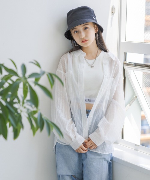 repipi armario（レピピ アルマリオ）の「シアーストライプシャツ（シャツ/ブラウス・キッズ・ホワイト/ライム/オレンジ・SMALL/MEDIUM/LARGE）」の22枚目の写真