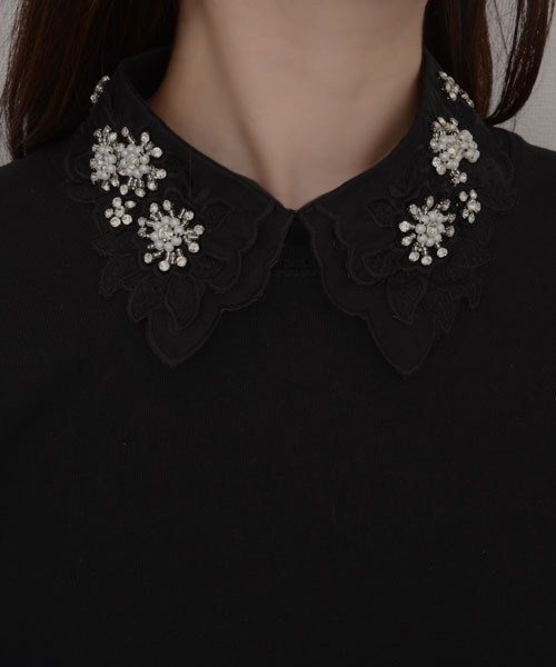 Mayree(メイリー)の「【resonance】シアー ビジューデザイン つけ襟【マルチウェイ】(付け襟・レディース・ブラック/ホワイト・FREE)」の1枚目の写真