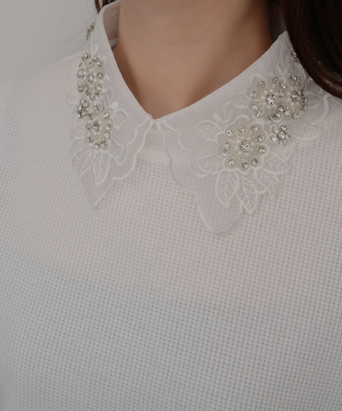 Mayree(メイリー)の「【resonance】シアー ビジューデザイン つけ襟【マルチウェイ】(付け襟・レディース・ブラック/ホワイト・FREE)」の7枚目の写真