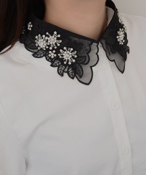 Mayree(メイリー)の「【resonance】シアー ビジューデザイン つけ襟【マルチウェイ】(付け襟・レディース・ブラック/ホワイト・FREE)」の11枚目の写真